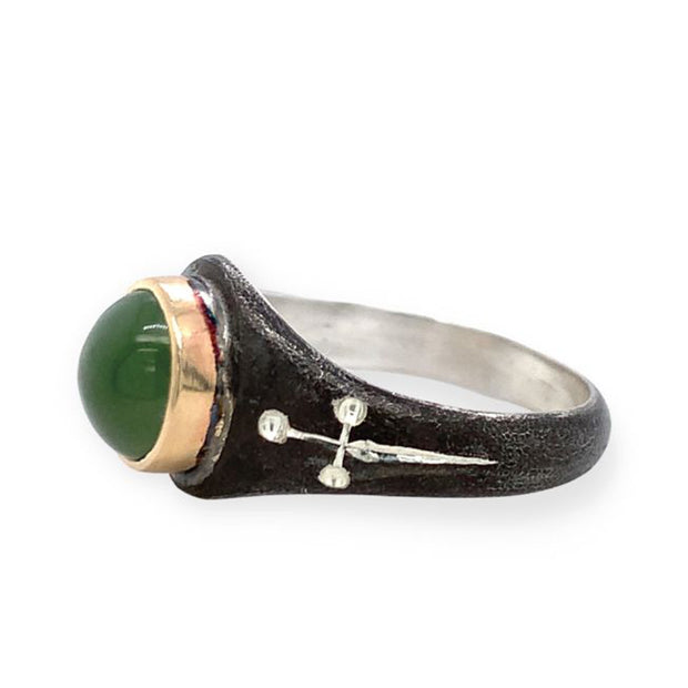 Sterling Silver & Gold Jade Ring - "Sherwood"