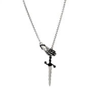 Sterling Silver Dagger & Gauntlet Lariat Necklace - "Misericord"