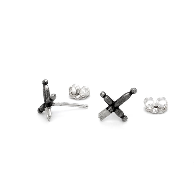 Sterling Silver Single Stud Earring - "Tiny Broken Sword"