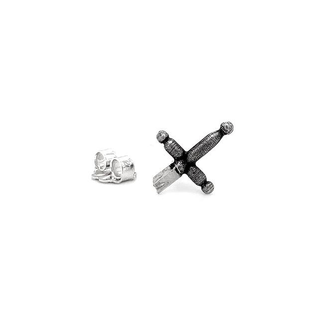 Sterling Silver Single Stud Earring - "Tiny Broken Sword"