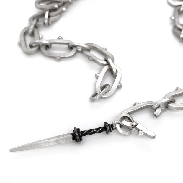 Sterling Silver Spiked Statement Chain - "Valor"