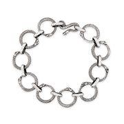 Sterling Silver Ouroboros Link Bracelet - "Chain of Snakes"