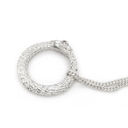 Sterling Silver & Diamond Snake Necklace - "Oroboros"