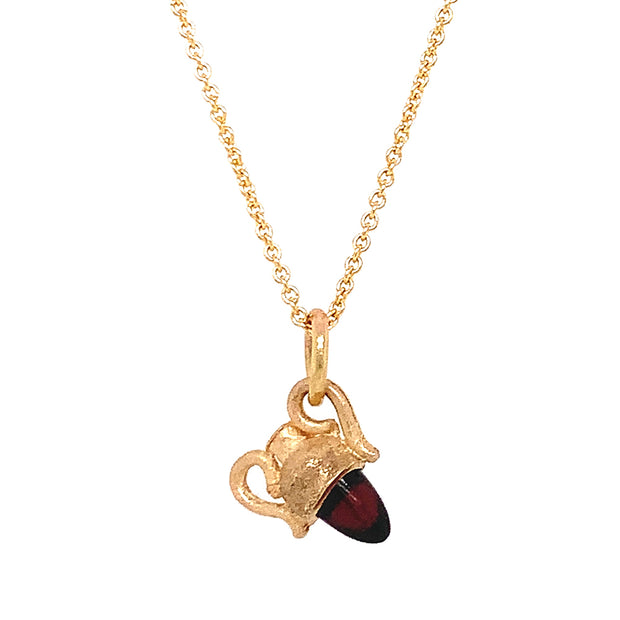 Garnet & Yellow Gold Pendant - "Garnet Amphora"