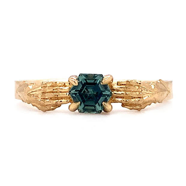 Montana Sapphire & Yellow Gold Gauntlet Ring - "Stronghold"