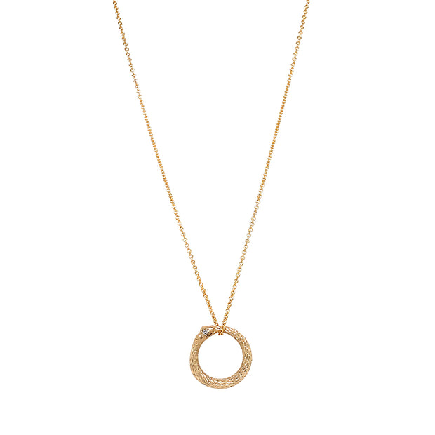 Ouroboros Diamond & Yellow Gold Pendant - "Eternal Cycle"