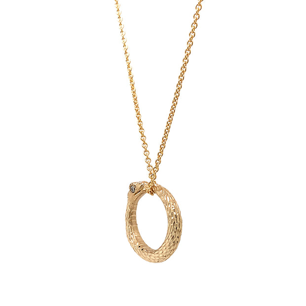 Ouroboros Diamond & Yellow Gold Pendant - "Eternal Cycle"