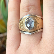 Montana Sapphire, Sterling Silver & Yellow Gold Ring - "Le Morte d'Arthur"