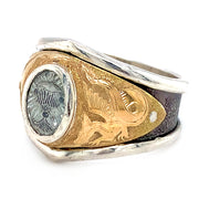 Montana Sapphire, Sterling Silver & Yellow Gold Ring - "Le Morte d'Arthur"