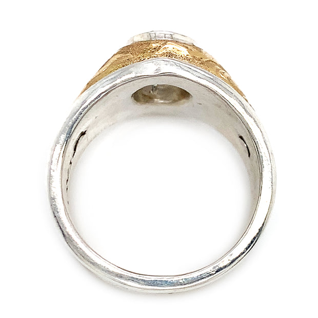 Montana Sapphire, Sterling Silver & Yellow Gold Ring - "Le Morte d'Arthur"