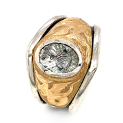 Montana Sapphire, Sterling Silver & Yellow Gold Ring - "Le Morte d'Arthur"