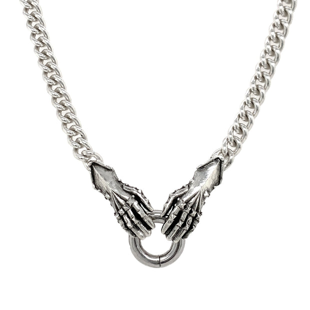 Sterling Silver Double Gauntlet Necklace - "Solemn Oath"