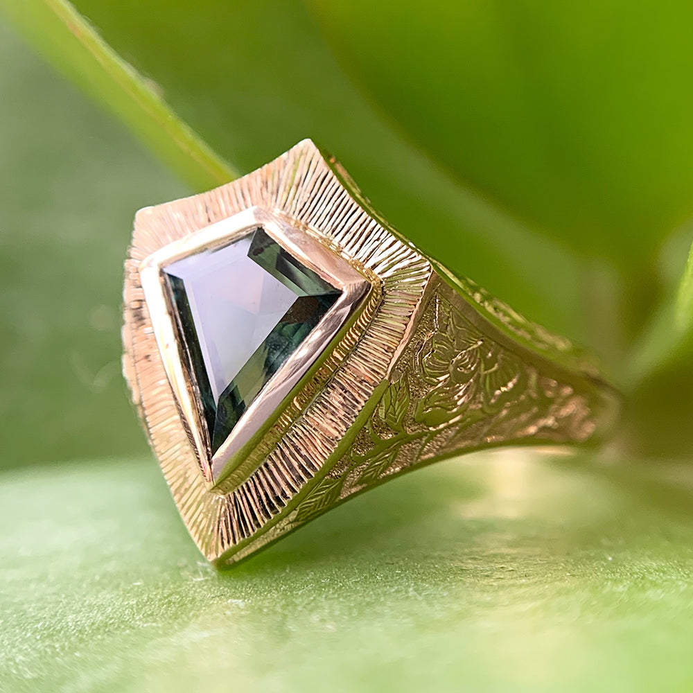 Montana Sapphire & Yellow Gold Ring - "Lancebreaker Signet"