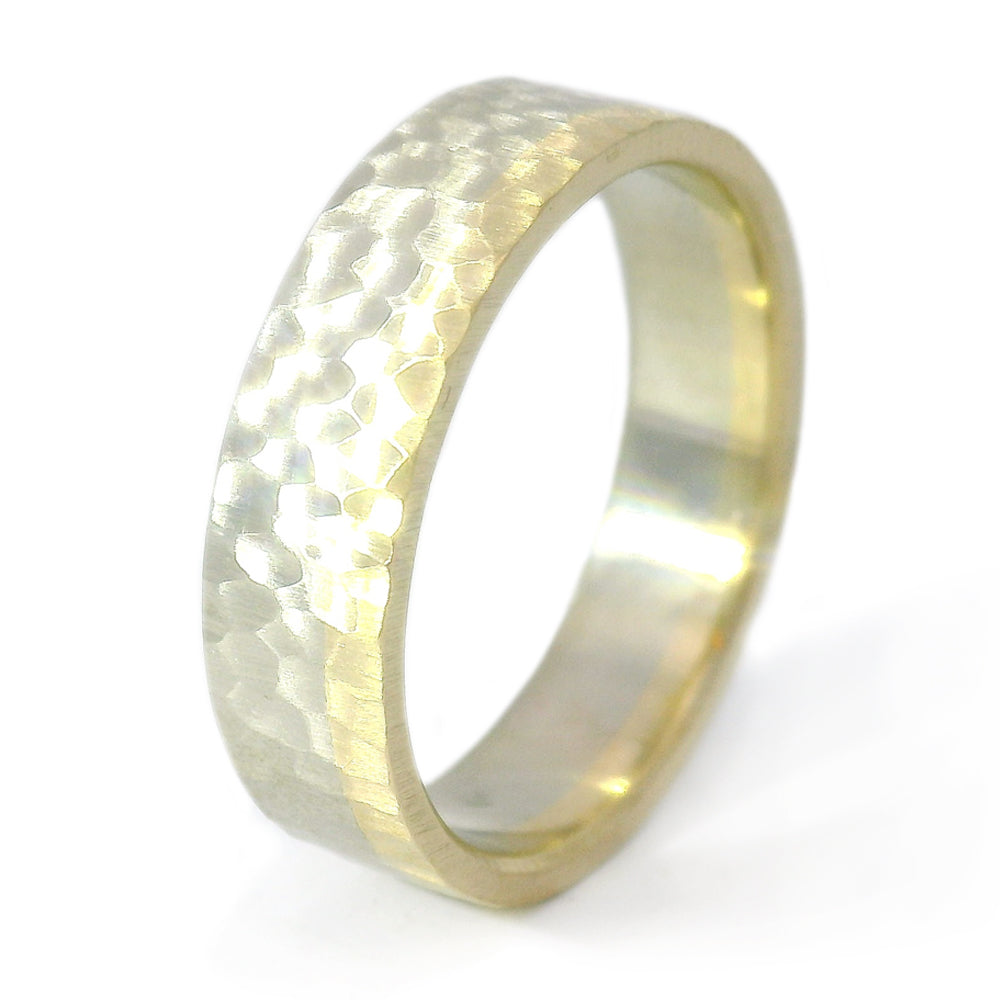 White & Yellow Gold Band - "Brown Trout"