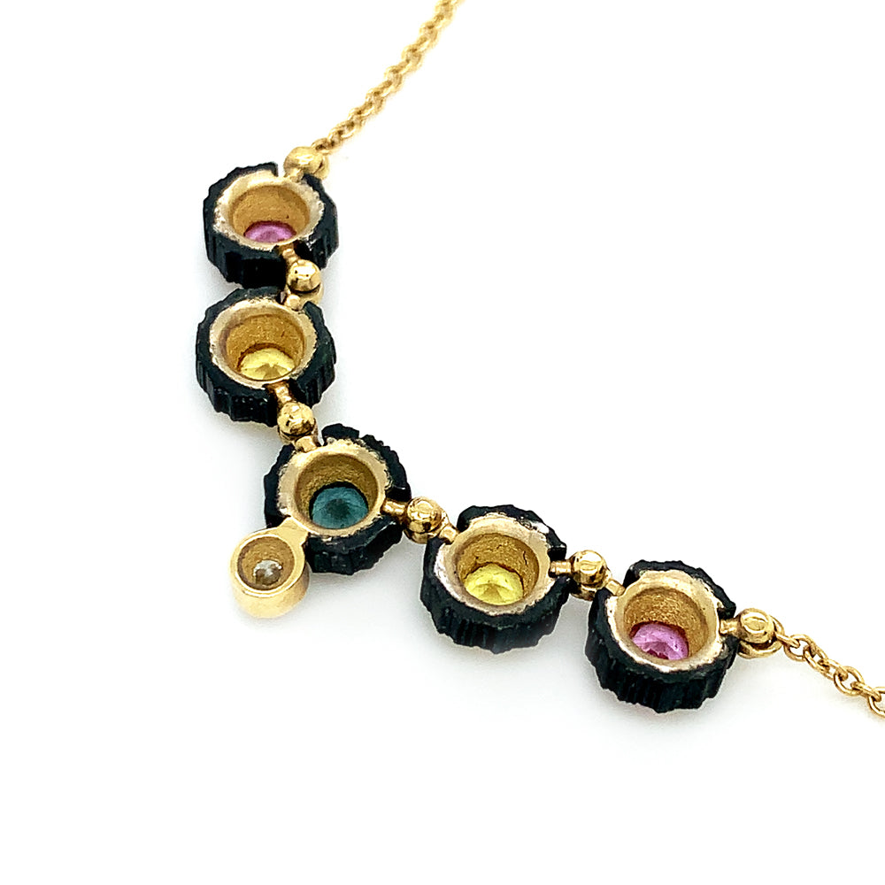 Yellow Gold and Montana Sapphire Necklace - "Chroma"