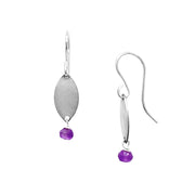 Sterling Silver Gemstone Accent Drop Earrings- "Amethyst"