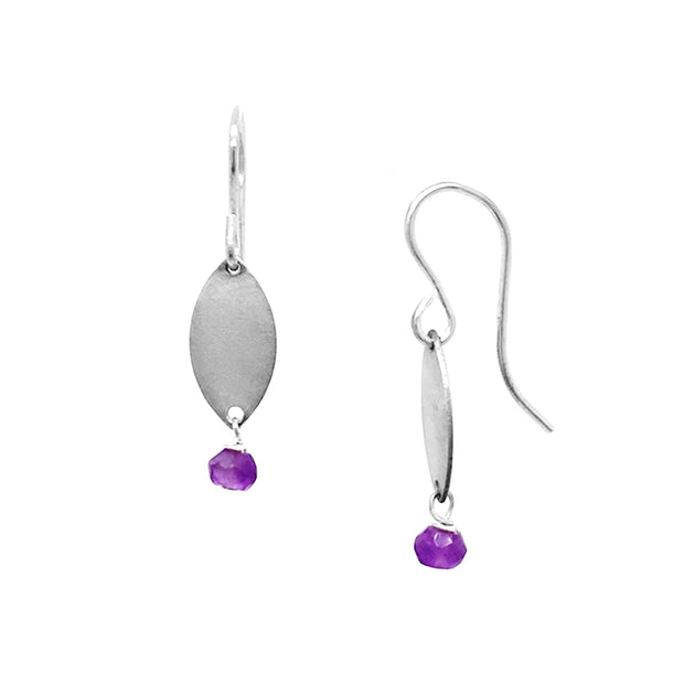 Sterling Silver Gemstone Accent Drop Earrings- "Amethyst"