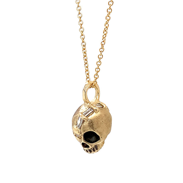 One-of-a-Kind Diamond & Yellow Gold Skull Pendant - "El Crá­neo"