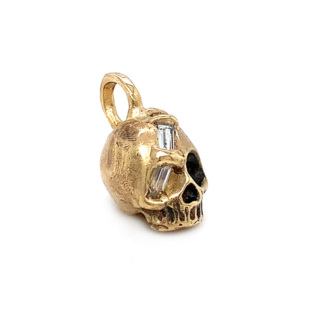 One-of-a-Kind Diamond & Yellow Gold Skull Pendant - "El Cráneo"