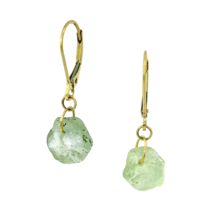 Rough Montana Sapphire & Yellow Gold Lever Back Earrings - "Candy Grapes"