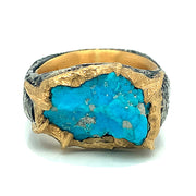 Sterling Silver & 22K Gold Turquoise Ring - "The Crusader"