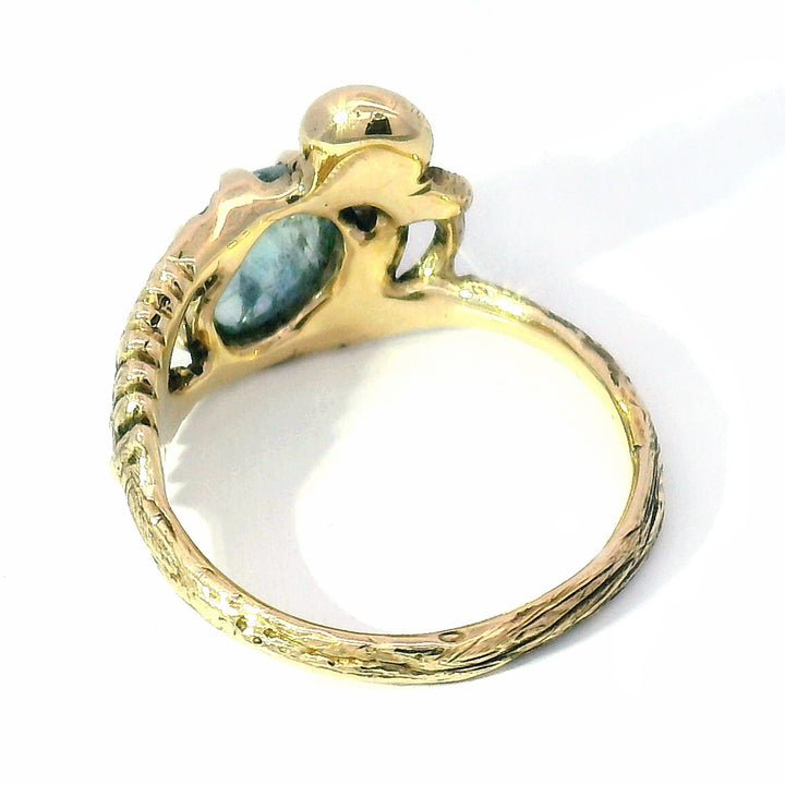 Cabochon Montana Sapphire & Mushroom Ring - "Seaview"