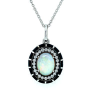 Opal Cabochon, Diamond & Enamel Necklace - "Rock Candy Daydream"