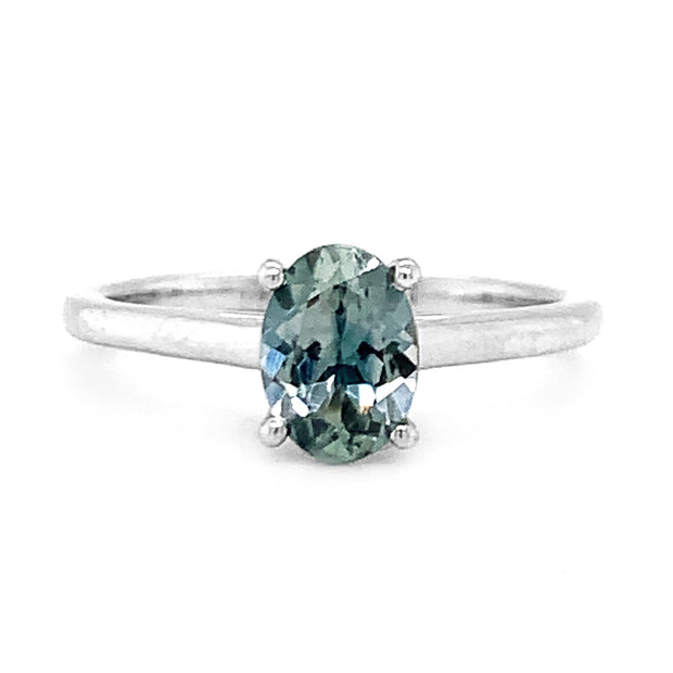 Montana Sapphire & White Gold Ring - "Spring Creek"