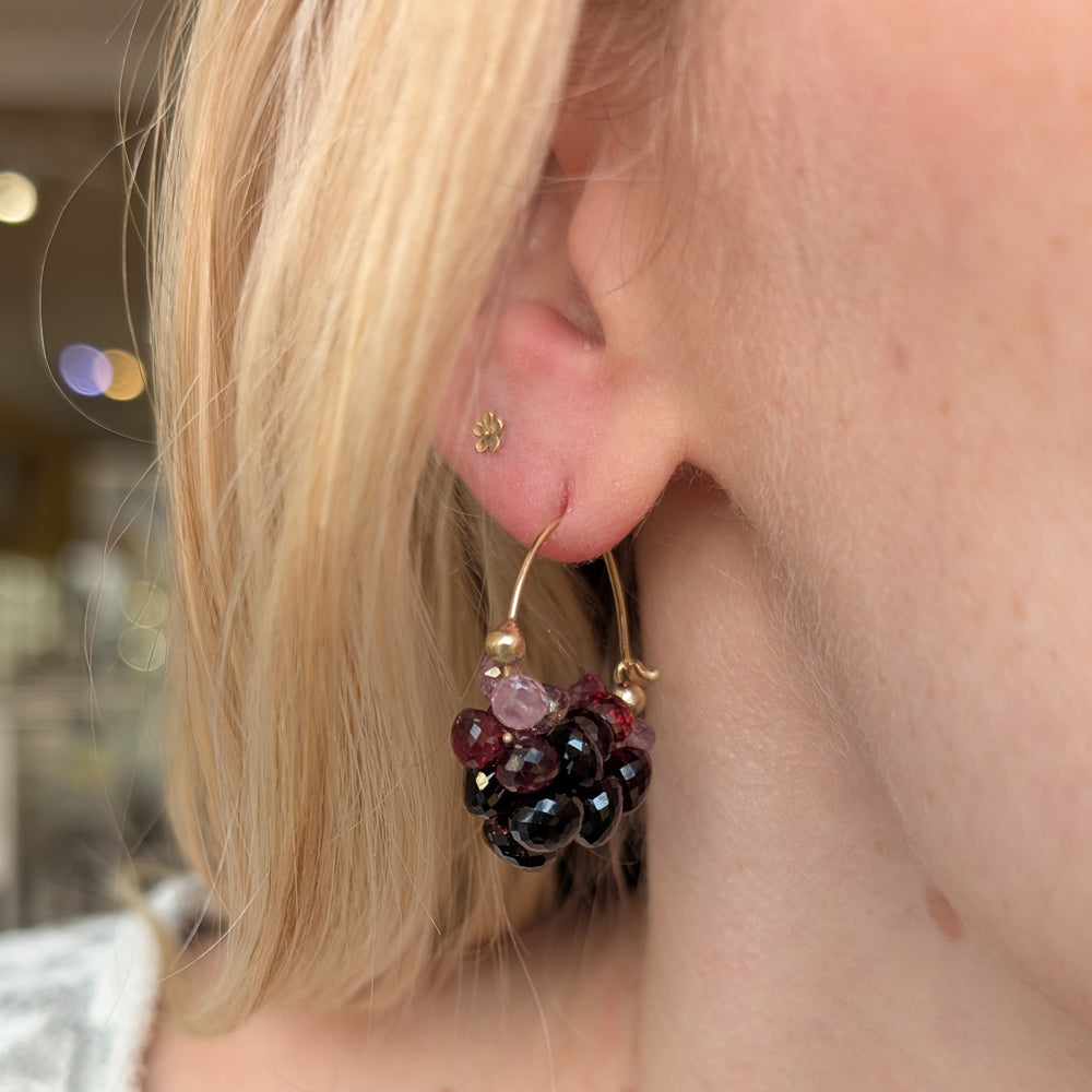 Garnet Briolette Earrings - "Medium Clouds"