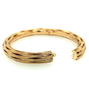 Diamond and Yellow Gold Bangle Bracelet - "Orb New Reeds"