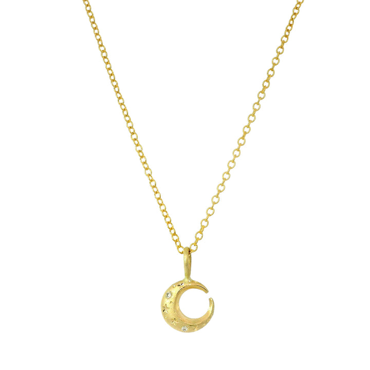 Diamond & Yellow Gold Celestial Pendant - "Crescent"