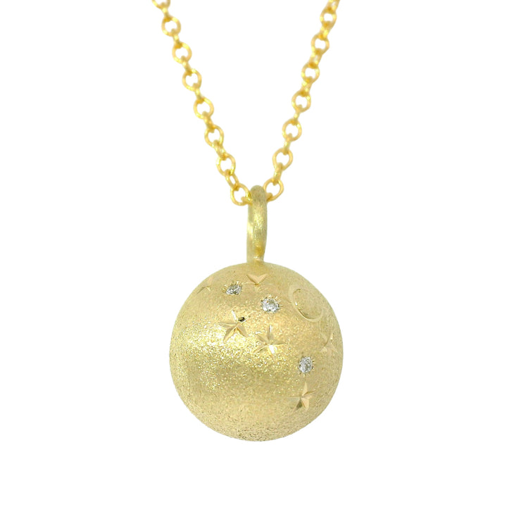 Diamond & Yellow Gold Celestial Ball Pendant - "Galileo"