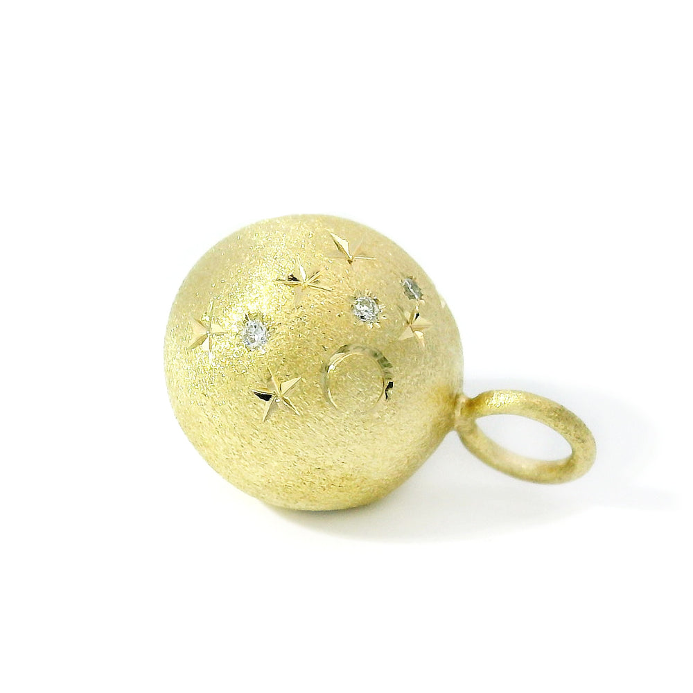 Diamond & Yellow Gold Celestial Ball Pendant - "Galileo"