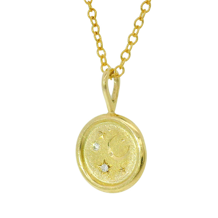 Diamond & Yellow Gold Pendant - "Celestial Coin"