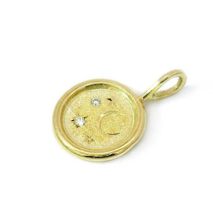 Diamond & Yellow Gold Pendant - "Celestial Coin"