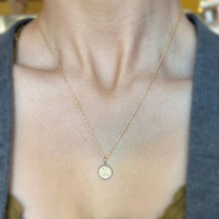 Diamond & Yellow Gold Pendant - "Celestial Coin"