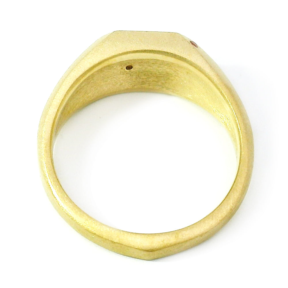 Rainbow Sapphire & Yellow Gold Signet Ring - "Rainbow Cut-Corner"