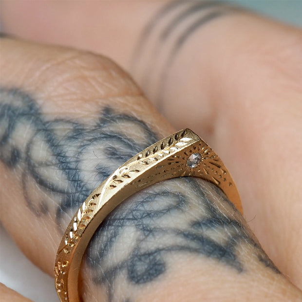 Celestial Yellow Gold & Diamond Ring - "Celestial Slice"