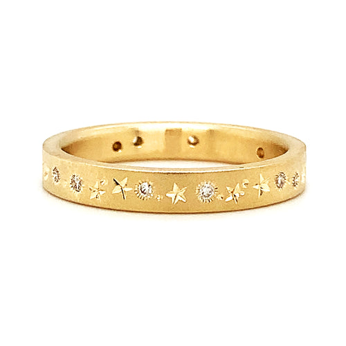 Celestial Yellow Gold & Diamond Ring - "Glittering Constellations"