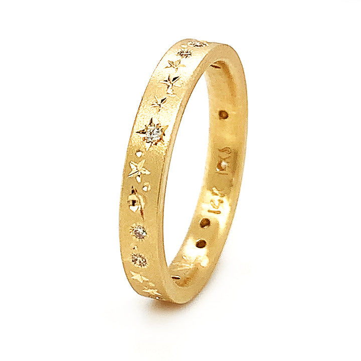 Celestial Yellow Gold & Diamond Ring - "Glittering Constellations"