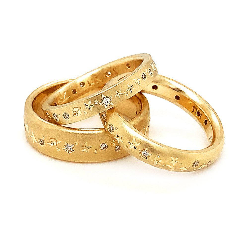 Celestial Yellow Gold & Diamond Ring - "Glittering Constellations"