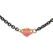 Pink Spinel Rondelle & Yellow Gold Station Necklace - "Roxy's Rouge"