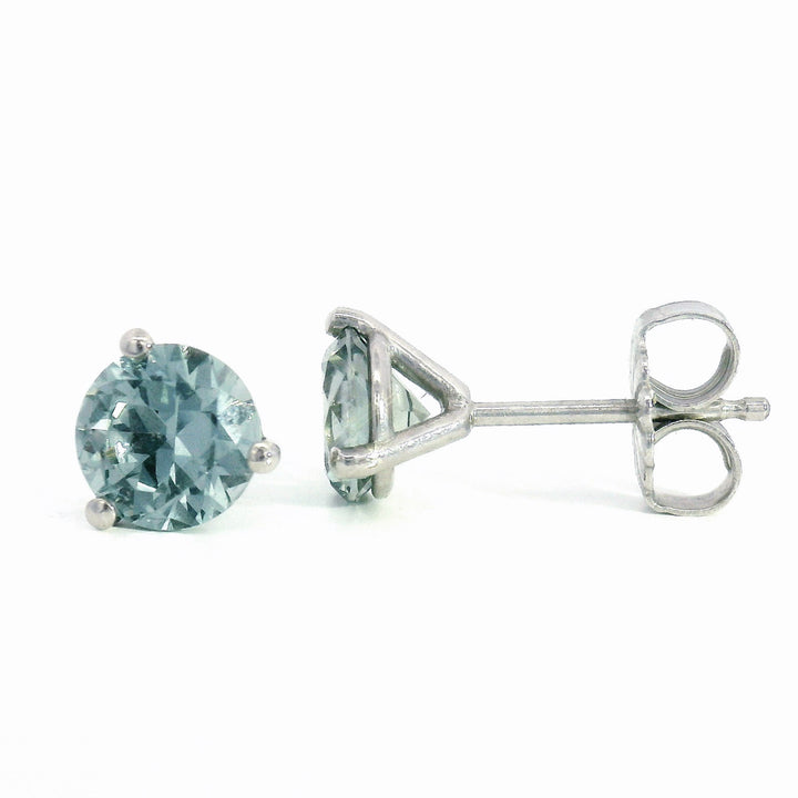 Unheated Light Grey Blue Montana Sapphire & Platinum Earrings - "Misty Morning"