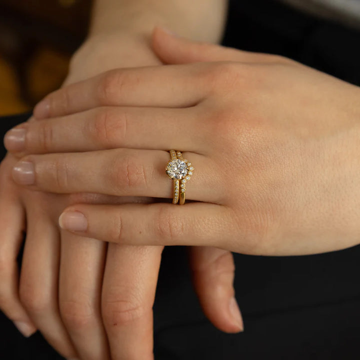 Diamond & Yellow Gold Nesting Band - "Pointed River Rocks"