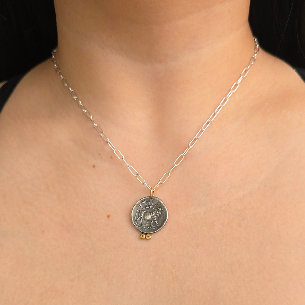 Diamond, Silver & Yellow Gold Pendant - "Diana"
