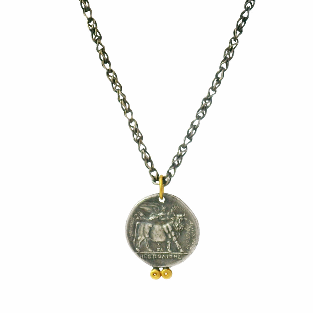 Diamond, Silver & Yellow Gold Pendant - "Diana"