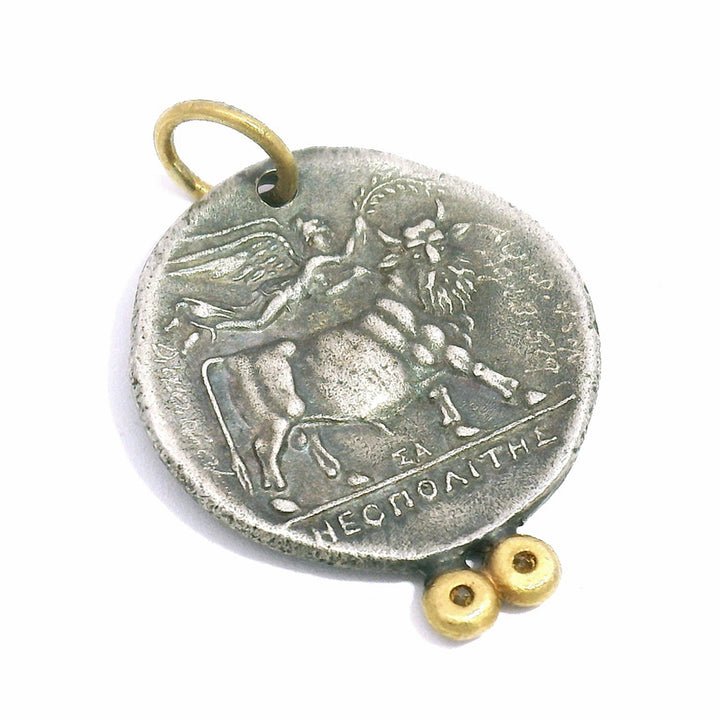 Diamond, Silver & Yellow Gold Pendant - "Diana"