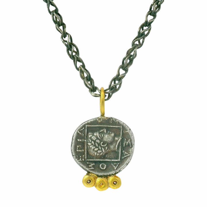 Diamond, Silver & Yellow Gold Pendant - "Pegasus"