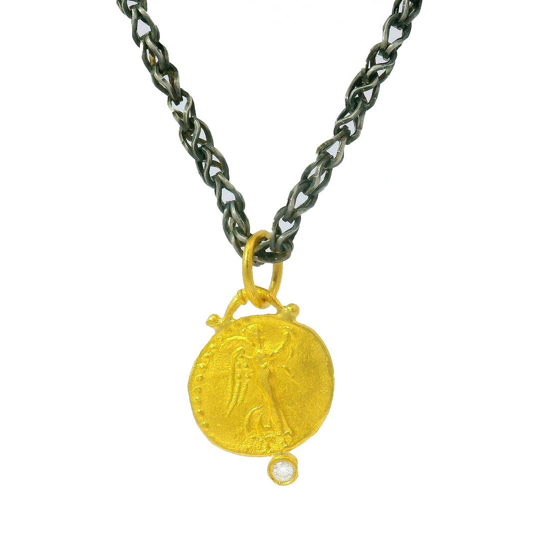 24K Yellow Gold & Diamond Pendant - "Nike"