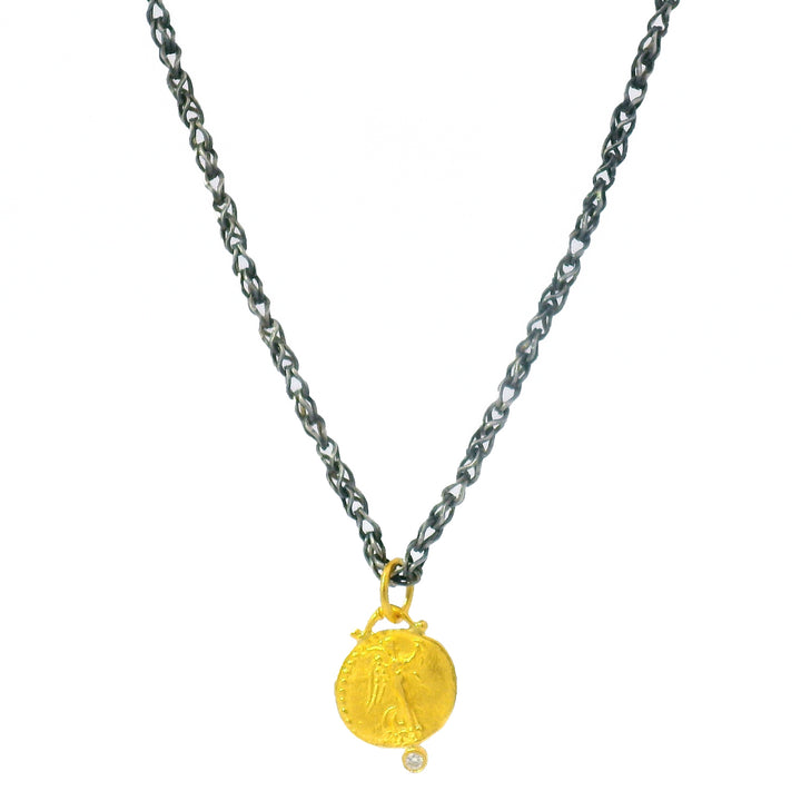 24K Yellow Gold & Diamond Pendant - "Nike"